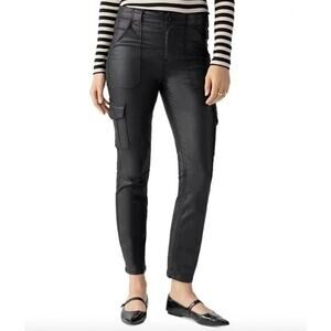 SANCTUARY Pants Size 24 NEW Hayden Sculpted Slim Straight Jeans Coated Black